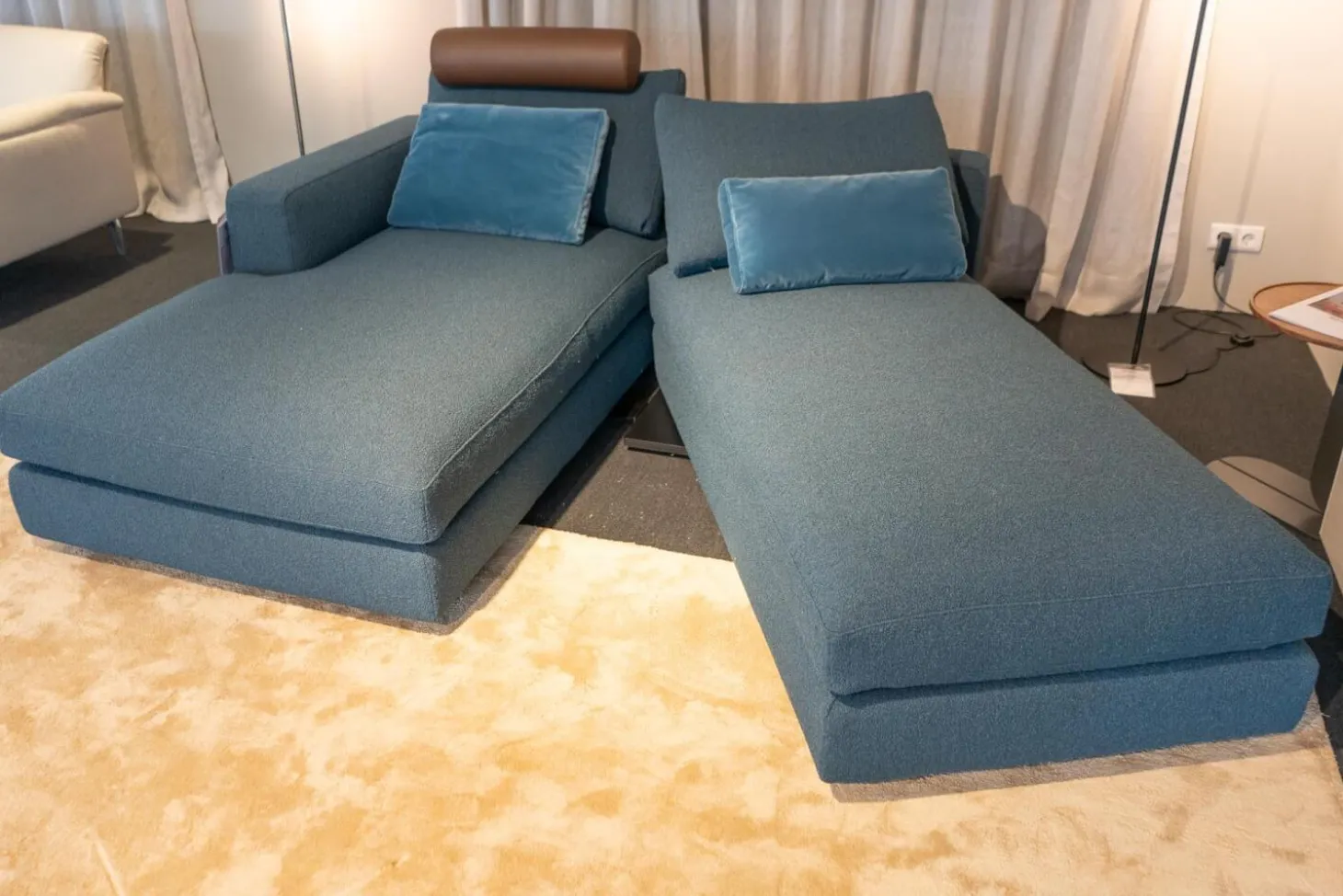 Sofakombination Marlo Stoff Juna Petrolblau U1523J Blau Fuß Schwarz Mit Rückenkissen 903