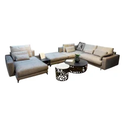 Sofalandschaft Nuvola Stoff 17 100 Schwarz Weiss Aluminiumfuß Verkehrsschwarz Lackiert Inklusive Kissen