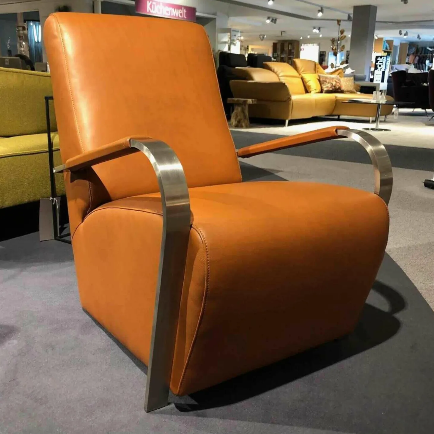 Solitärsessel Casa Leder Passion Hellbraun Gestell Edelstahl