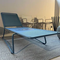 Sonnenliege Balcony Bespannung Batyline Eden Grünblau Meliert Gestell Edelstahl Rauchblau Pulverbeschichtet