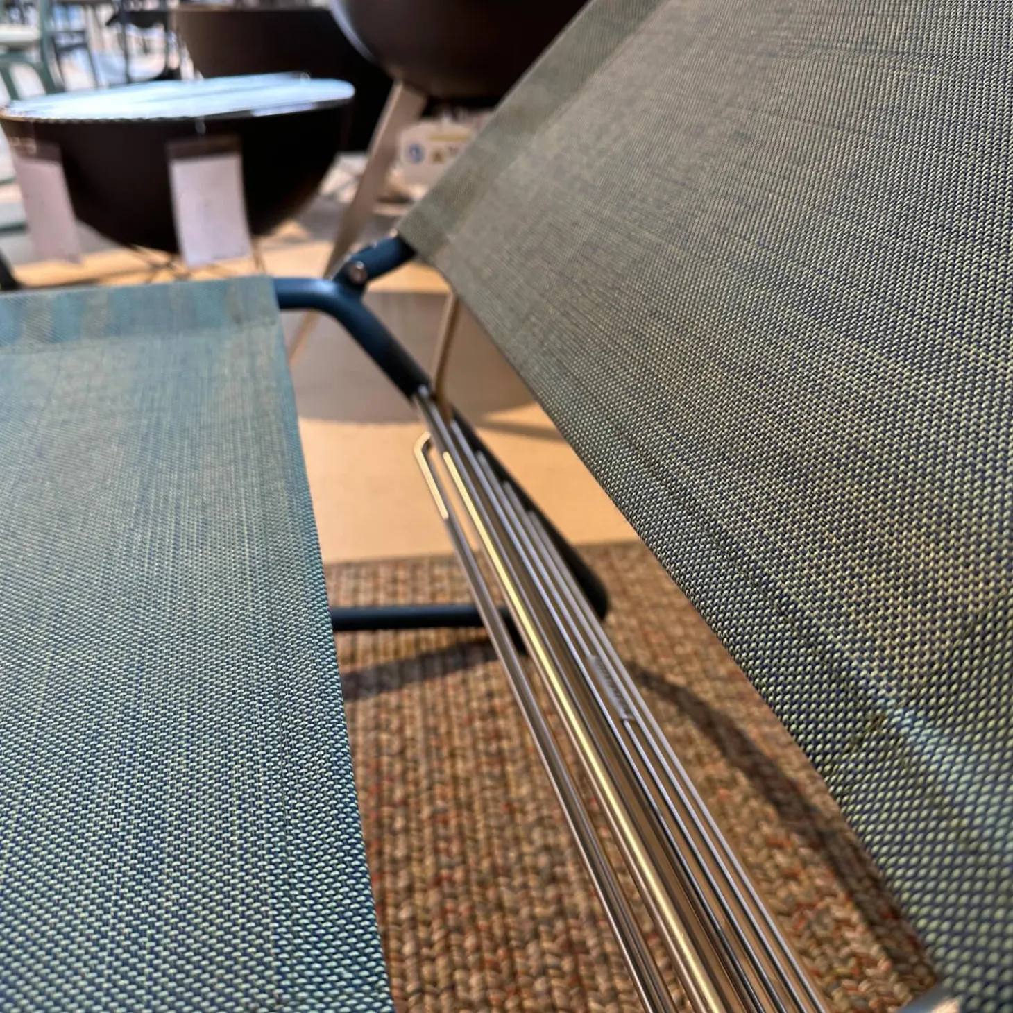 Sonnenliege Balcony Bespannung Batyline Eden Grünblau Meliert Gestell Edelstahl Rauchblau Pulverbeschichtet