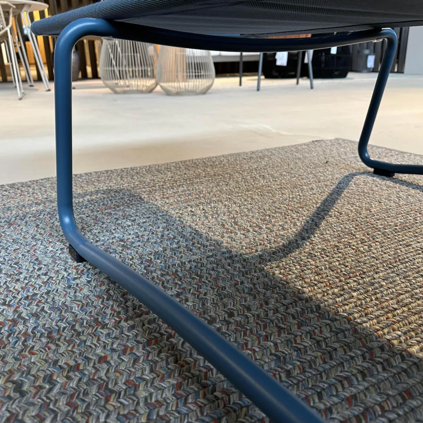 Sonnenliege Balcony Bespannung Batyline Eden Grünblau Meliert Gestell Edelstahl Rauchblau Pulverbeschichtet