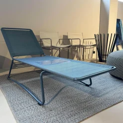 Sonnenliege Balcony Bespannung Batyline Eden Grünblau Meliert Gestell Edelstahl Rauchblau Pulverbeschichtet