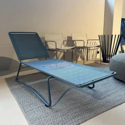 Sonnenliege Balcony Bespannung Batyline Eden Grünblau Meliert Gestell Edelstahl Rauchblau Pulverbeschichtet