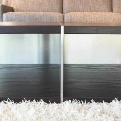 Square Couchtisch Esche Wengefarbig Gestell Metalloptik