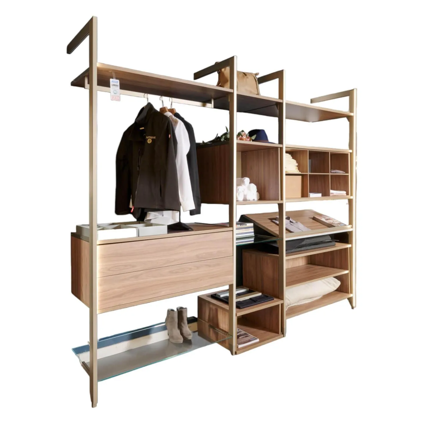 Stangensystem Atrio Alu Goldfarbig Holzdekor Wallnuss