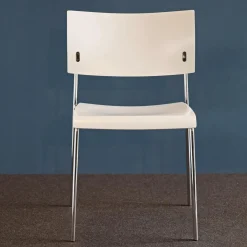 Stapelstuhl Giorgio Weiß Lackiert Gestell Verchromt