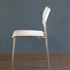 Stapelstuhl Giorgio Weiß Lackiert Gestell Verchromt