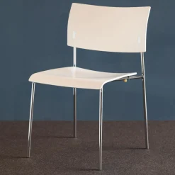 Stapelstuhl Giorgio Weiß Lackiert Gestell Verchromt