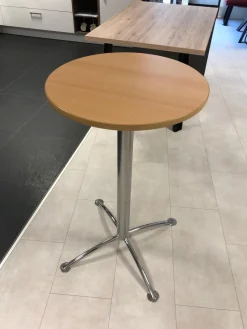 Stehtisch Modell 3598+3405 Buche Dekor Gestell Verchromt