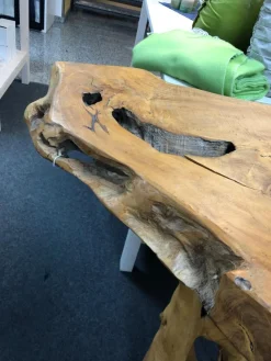 Stehtisch ST 110 Ausführung Teak Wurzelholz Gewachst