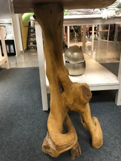 Stehtisch ST 110 Ausführung Teak Wurzelholz Gewachst