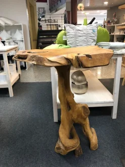 Stehtisch ST 110 Ausführung Teak Wurzelholz Gewachst