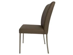 Stuhl 6195 Leder Bronco 86 Smoke Grau Braun Gestell Edelstahl Gebürstet