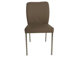 Stuhl 6195 Leder Bronco 86 Smoke Grau Braun Gestell Edelstahl Gebürstet