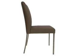 Stuhl 6195 Leder Bronco 86 Smoke Grau Braun Gestell Edelstahl Gebürstet