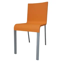 Stuhl 03 Sitzschalenfarbe Mango Untergestell Pulverbeschichtet Silber Glatt