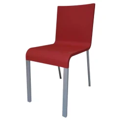 Stuhl 03 Sitzschalenfarbe Signalrot Untergestell Pulverbeschichtet Silber Glatt