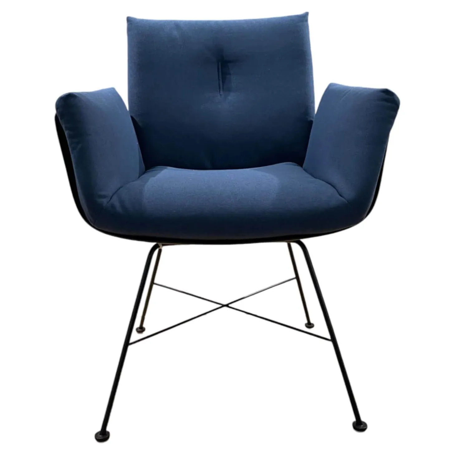 Stuhl Alvo Stoff 7200 Dunkelblau Gestell M20 Lack Schwarz