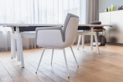 Stuhl Alvo Stoff 9574 Weiß Grau Schale Kunststoff Weiß Gestell Metall Schneeweiß Pulverbeschichtet