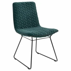 Stuhl Amelie Basic Ohne Armlehnen Variante Uni Bezug Stoff Rubelli 3D Fjorde Grün Blau Naht Keder Leder Orient Ebony 20001 Schwarz Drahtgestell Schwarz Mit Filzgleitern