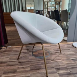 Stuhl Armchair 369 Stoff Harald Jade Grau Gestell Messing