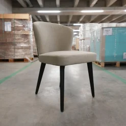 Stuhl Aston Bezug Hunt Grau Gestell Massivholz Esche Lackiert Moka