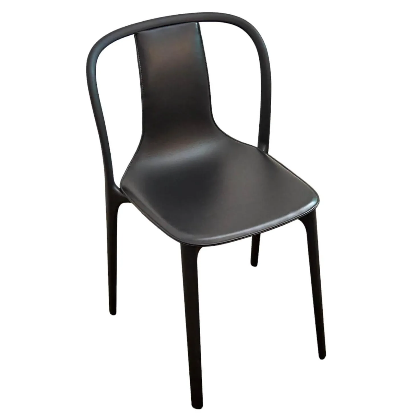 Stuhl Belleville Textil Leder Premium Schwarz Gestell Polyamid Spritzguss Tiefschwarz