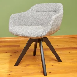 Stuhl Cara Mit Armlehnen Stoff Mara BW 1763 383 Grau Gestell Eiche Schwarz Gebeizt