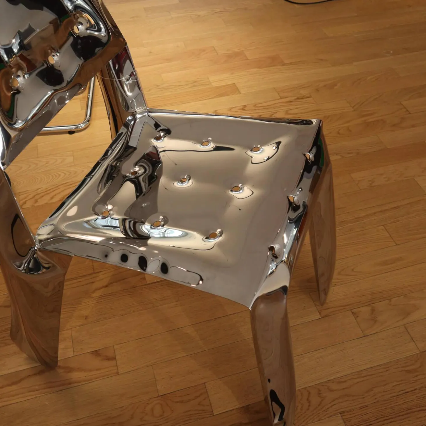 Stuhl Chippensteel Rostfreier Stahl Polished Poliert Silber