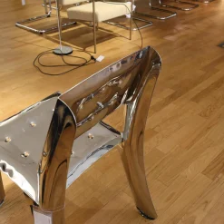 Stuhl Chippensteel Rostfreier Stahl Polished Poliert Silber