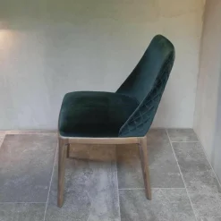 Stuhl Cloe Nussbaum-Massivholz Stoff Harald Samt Grün Blau