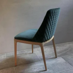 Stuhl Cloe Nussbaum-Massivholz Stoff Harald Samt Grün Blau