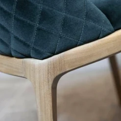 Stuhl Cloe Nussbaum-Massivholz Stoff Harald Samt Grün Blau