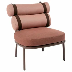 Stuhl Clubchair Rollückenkissen Duskpink 268 Sitzkissen Sandstone 269 Gestell Aluminium Sepia