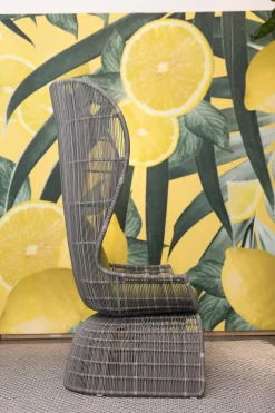 Stuhl Crinoline Outdoor Geflecht Taubengrau Grau Sitzkissen Lesia Grün