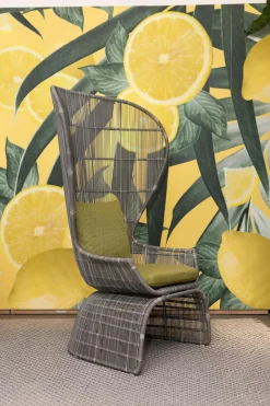 Stuhl Crinoline Outdoor Geflecht Taubengrau Grau Sitzkissen Lesia Grün