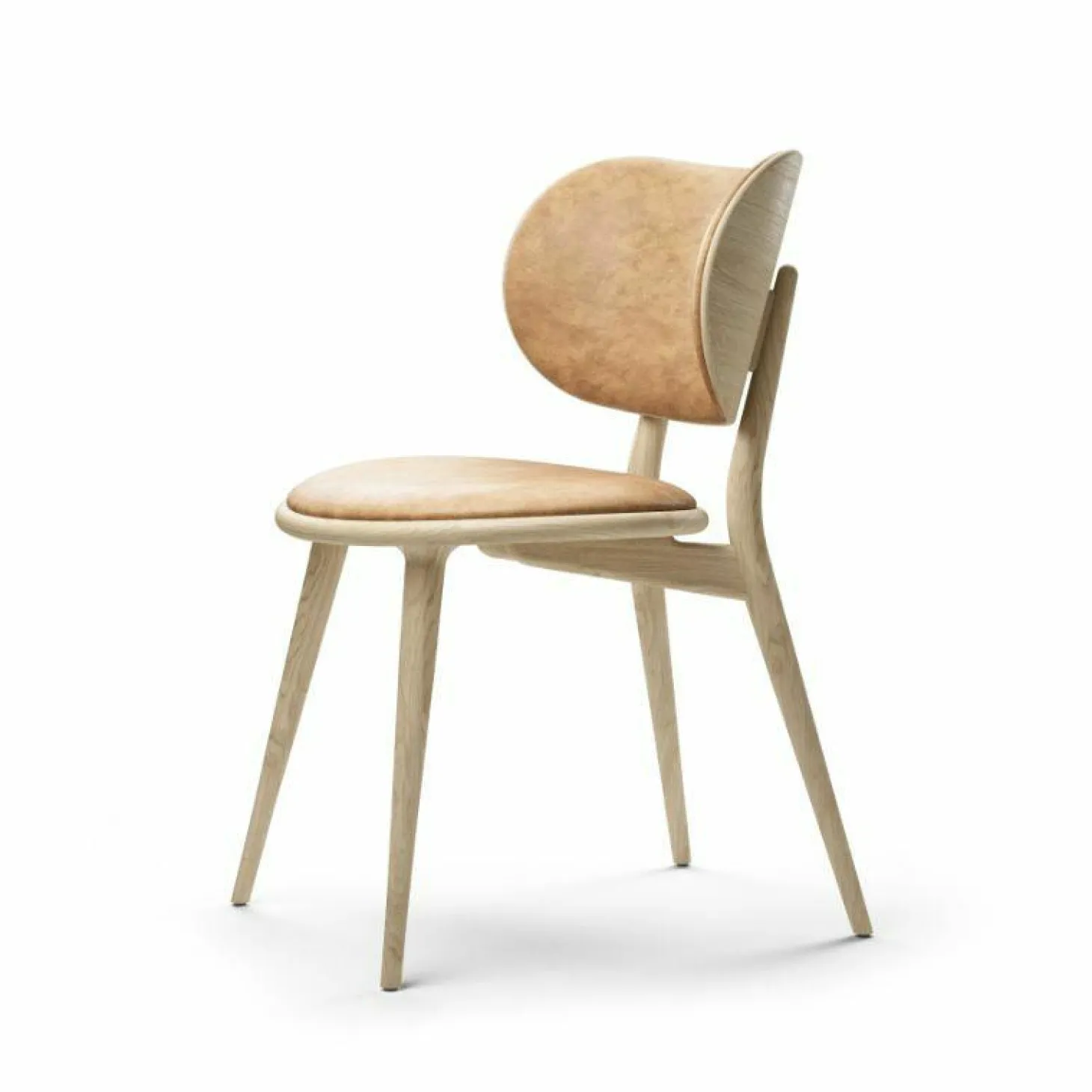 Stuhl Dining Chair Eiche Massiv Sirka Grau Gebeizt und Lackiert Leder Natur