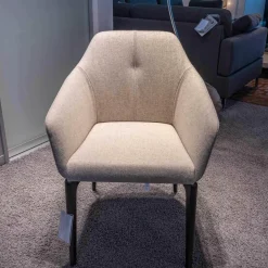 Stuhl DS 279 Stoff Loden Grau Braun Meliert Beine Holz