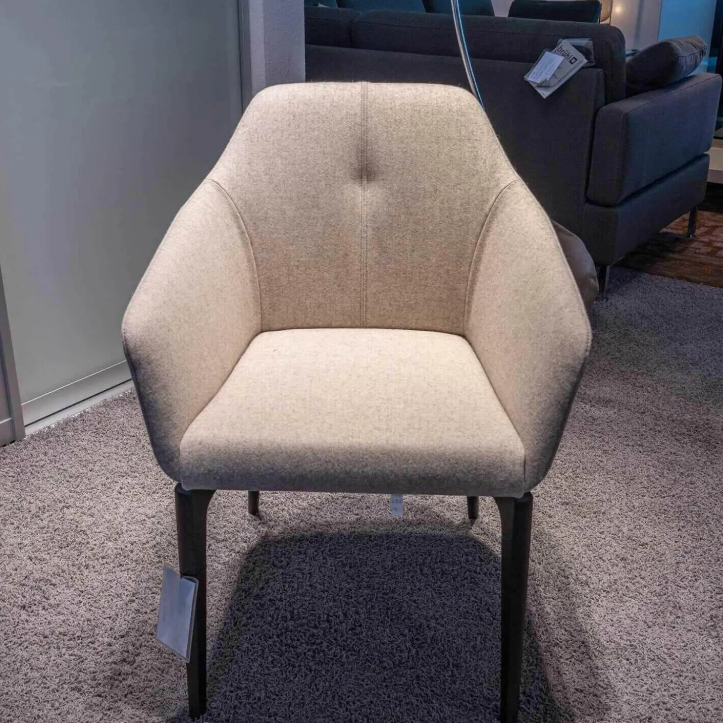 Stuhl DS 279 Stoff Loden Grau Braun Meliert Beine Holz