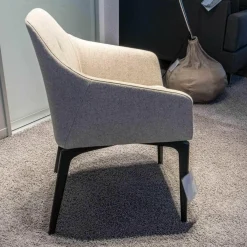 Stuhl DS 279 Stoff Loden Grau Braun Meliert Beine Holz