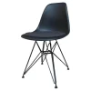 Stuhl Eames Plastic Side Chair DSR Stoff Hopsak Dunkelgrau Drahtgestell Basic Dark