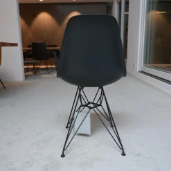 Stuhl Eames Plastic Side Chair DSR Stoff Hopsak Dunkelgrau Drahtgestell Basic Dark