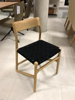 Stuhl Fawn Eiche Massiv Baumwollgewebe Schwarz