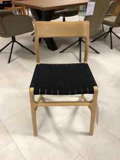 Stuhl Fawn Eiche Massiv Baumwollgewebe Schwarz