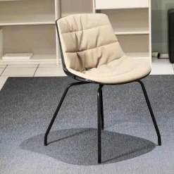 Stuhl Flow Chair Gepolstert Bezug Stoff F Londra R304 Farbe 5 Schlamm Gestell S041 Graftitgrau