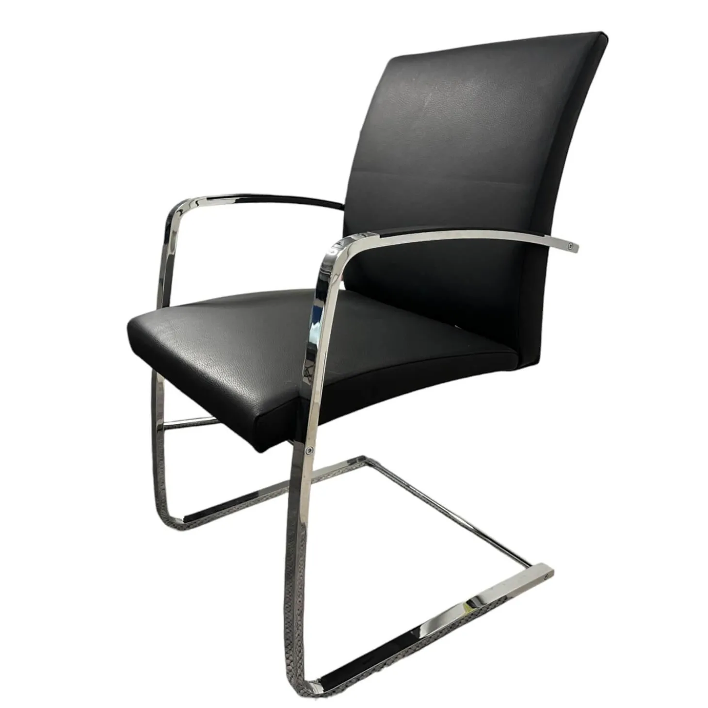 Stuhl Freischwinger Paco Leder Schwarz Nappa