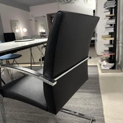 Stuhl Freischwinger Paco Leder Schwarz Nappa