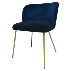 Stuhl Gaia Line V1 Sitz Stoff Seven Onyx 169 Rücken Stoff Seven Navi 46 Gestell Messing