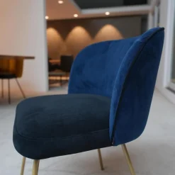 Stuhl Gaia Line V1 Sitz Stoff Seven Onyx 169 Rücken Stoff Seven Navi 46 Gestell Messing